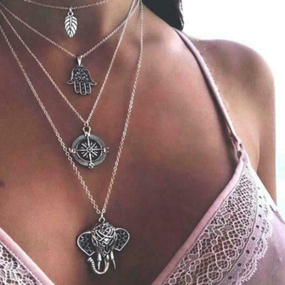Fashion ND Jewelry - (YJB) Boho Layered Elephant necklace